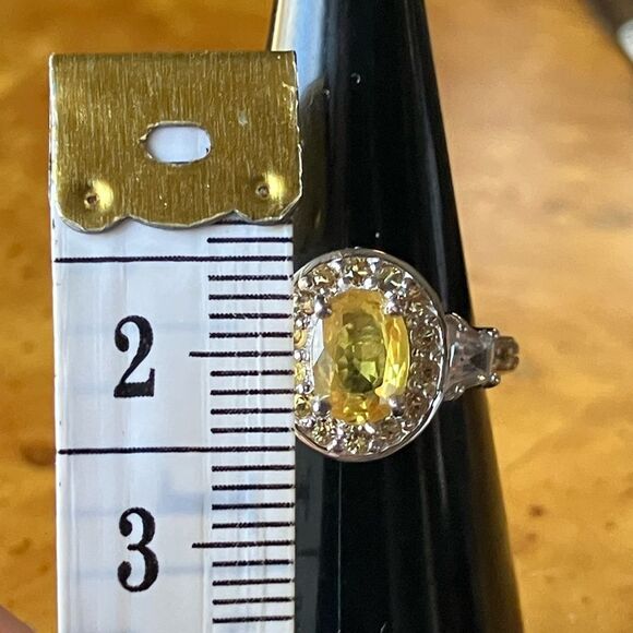 Natural Yellow Sapphire Sterling Silver Ring Size 5 - Picture 4 of 9